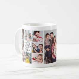 Caneca De Café Colagem de Fotos Moderna| Melhor Pai Nunca
