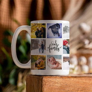 Caneca De Café Colagem de Fotos Moderna Nossa Família