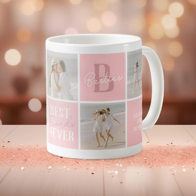 Caneca De Café Colagem de Fotos Modernas de Amigas Pink (Criador carregado)