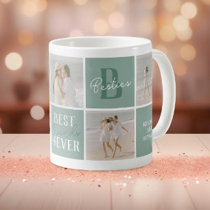 Caneca De Café Colagem de Fotos Modernas de Amigas Verdes