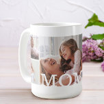 Caneca De Café Colagem de Fotos Múltiplas e Monograma Personaliza<br><div class="desc">Mostre a sua mãe (mãe) seu amor com nossa colagem de fotos MOM personalizada e caneca monográfica. Nosso design apresenta um design de enrolamento com um design de colagem de sete fotos. "MOM" exibido em branco sobre a foto. Esta caneca especial é o presente perfeito para enviar para sua mãe...</div>