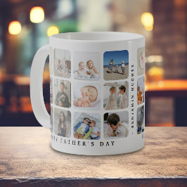 Caneca De Café Colagem de Fotos na Moda 'Feliz Dia dos Pais' Pres