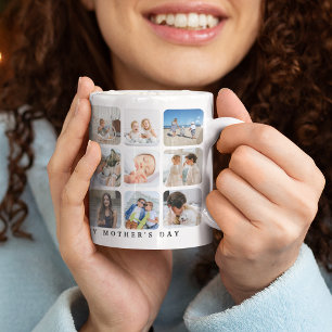 Caneca De Café Colagem de Fotos na Moda Presente 'Feliz Dia das M