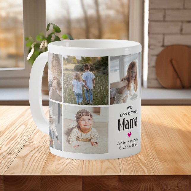 Caneca De Café Colagem de Fotos 'Nós Amamos Você Mamãe' Fofa (Criador carregado)