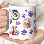 Caneca De Café Colagem de Fotos Pawprint 8 Pet Dog<br><div class="desc">Mostre seu amigo canino favorito com esta caneca de foto colagem de cachorro roxo 8 Pet Dog personalizada. Esta caneca encantadora apresenta um design de impressão de pata traseira e espaço para oito fotos carinhadas do seu filhote. Perfeito para amantes de cães, esta caneca faz um presente pensativo para aniversários,...</div>