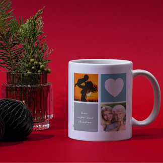 Caneca De Café Colagem de Fotos Personalizada com Mensagem Sentim