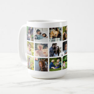 Caneca De Café Colagem de fotos personalizada com monograma 18