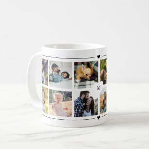 Caneca De Café Colagem de fotos personalizada com monograma em co