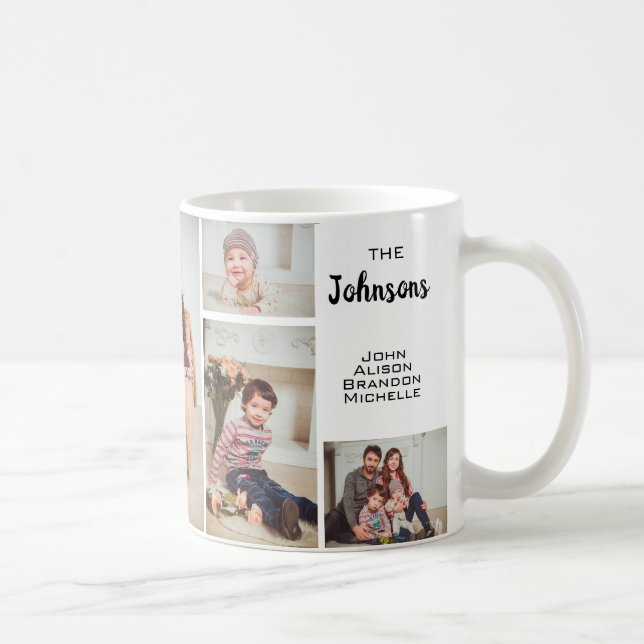 Caneca De Café Colagem de Fotos Personalizada da Família 6 (Direita)