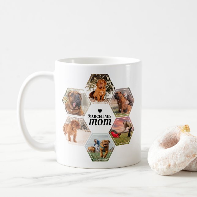 Caneca De Café Colagem de Fotos Personalizada da Mãe de Cachorro  (Com Donut)