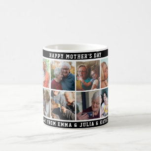 Caneca De Café Colagem de Fotos Personalizada de 10 Famílias de D