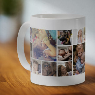 Caneca De Café Colagem de Fotos Personalizada de 19 Quadrados