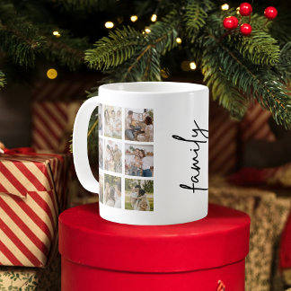 Caneca De Café Colagem de Fotos Personalizada de Família 10 Moder