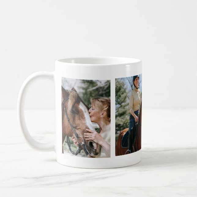Caneca De Café Colagem de Fotos Personalizada de Rapariga Equestr (Esquerda)