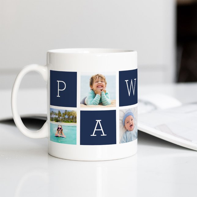 Caneca De Café Colagem de Fotos Personalizada do Avô de Pawpaw (Criador carregado)