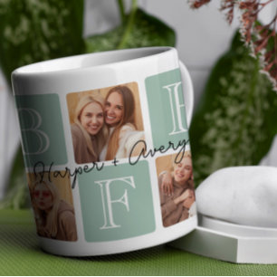 Caneca De Café Colagem de Fotos Personalizada dos Melhores Amigos