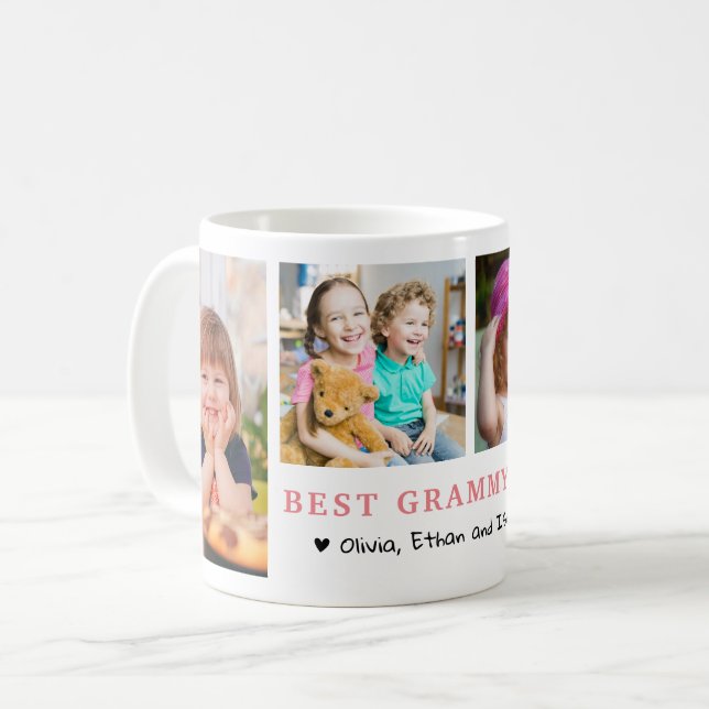 Caneca De Café Colagem de Fotos Personalizada Melhor Vovó de Todo (Frente Esquerda)