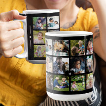 Colagem de fotos personalizada monograma preto