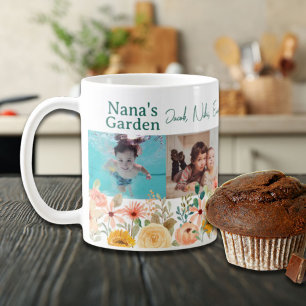 Caneca De Café Colagem de Fotos Personalizada Nana Grandma's Gard