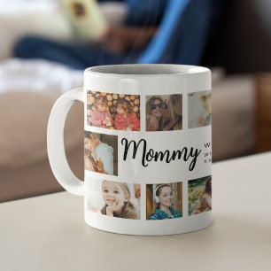 Caneca De Café Colagem de Fotos Personalizada para Mamãe com 18 F