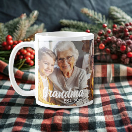 Caneca De Café Colagem de fotos personalizada por vovó elegante m