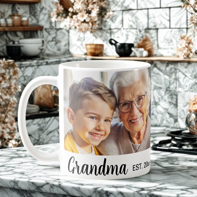 Caneca De Café Colagem de fotos personalizada por vovó elegante m (Criador carregado)