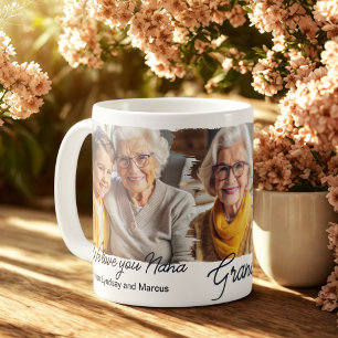Caneca De Café Colagem de fotos personalizada por vovó elegante m