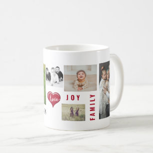 Caneca De Café Colagem de Fotos Personalizadas Amor Alegria Famíl