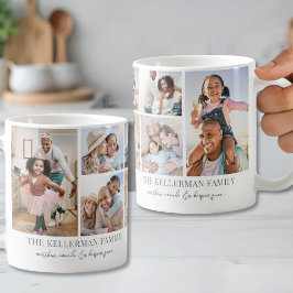 Caneca De Café Colagem de Fotos Personalizadas Clássicas de Famíl
