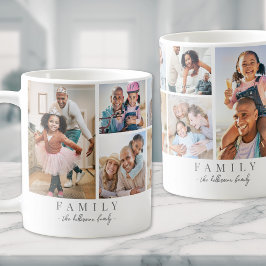 Caneca De Café Colagem de Fotos Personalizadas com Nome da Famíli