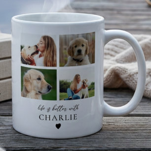 Caneca De Café Colagem de Fotos Personalizadas de Cachorro Presen