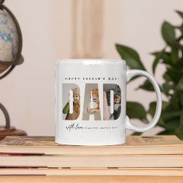 Caneca De Café Colagem de Fotos Personalizadas do Papai na Moda