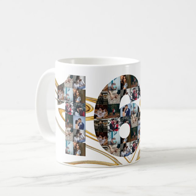 Caneca De Café Colagem de fotos: presentes de aniversário de 16 a (Frente Esquerda)