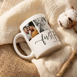Caneca De Café Colagem de Fotos Primeiro Dia dos Pais Elegante
