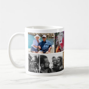 Caneca De Café Colagem de Fotos Simples e Casual Personalizada