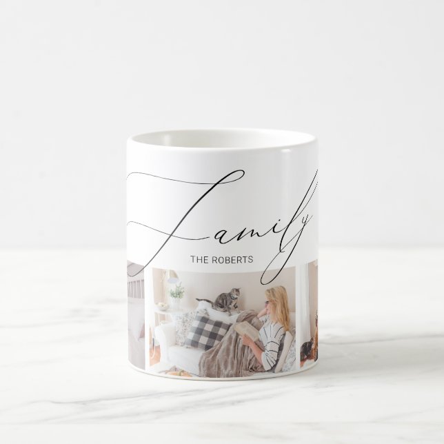 Caneca De Café Colagem de Fotos Simples e Chic | Família (Centro)