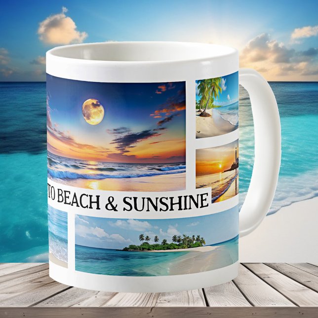Caneca De Café Colagem de Fotos Tropical Beach e Sunshine (Tropical beach photo collage mug - great for a beach house or summer memories)