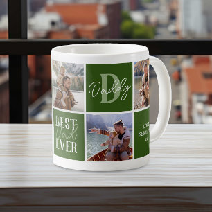Caneca De Café Colagem de Fotos Verde do Pai Moderno