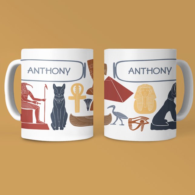 Caneca De Café Colagem de Gráficos Egípcios Antigos (Criador carregado)