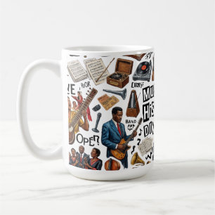 Caneca De Café Colagem de História e Gêneros Musicais - Retro, Pu