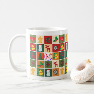 Caneca De Café Colagem de Natal com Monograma