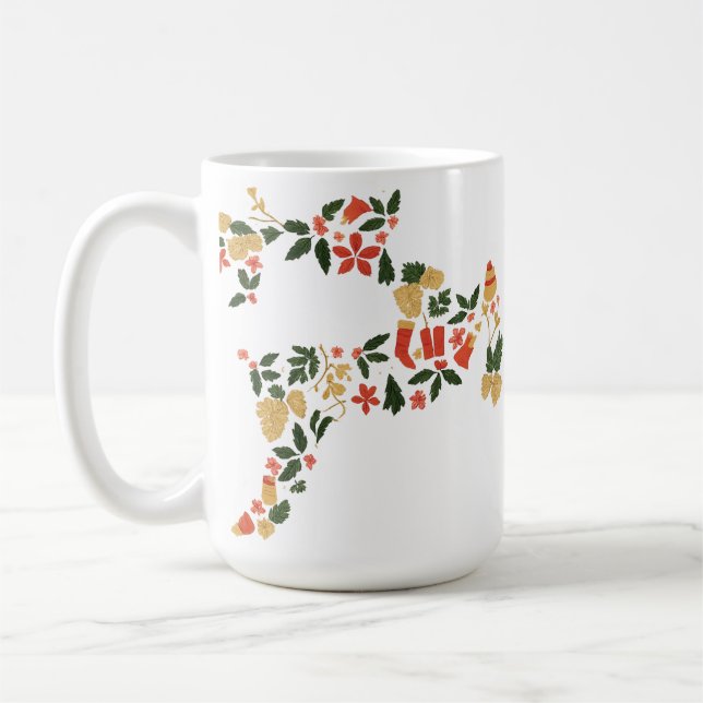 Caneca De Café Colagem de Rena de Natal – Férias Festivas (Esquerda)