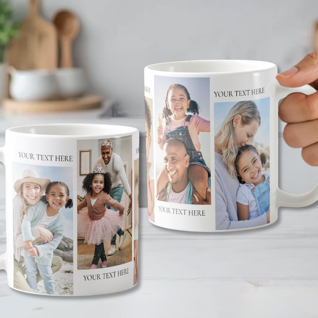Caneca De Café Colagem de Texto e Foto Personalizada (Personalized Text And Photo Collage Coffee Mug )