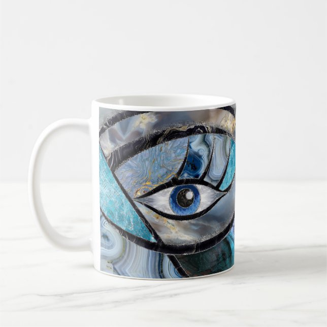Caneca De Café Colagem de Texturas Minerais de Amuleta Mau (Esquerda)