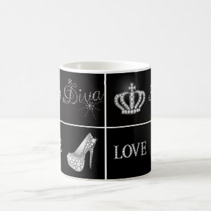 Caneca De Café Colagem do amor do salto alto da coroa da diva
