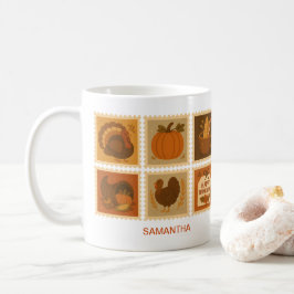 Caneca De Café Colagem do Carimbo de Ação de Graças Retroativo Pe