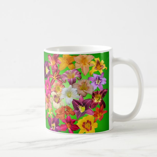 Caneca De Café Colagem do hemerocallis no verde (Direita)
