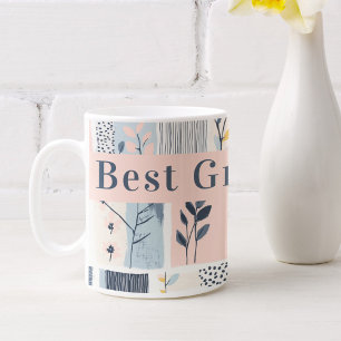 Caneca De Café Colagem Floral Rosa e Marinho Coloca-se na Melhor 
