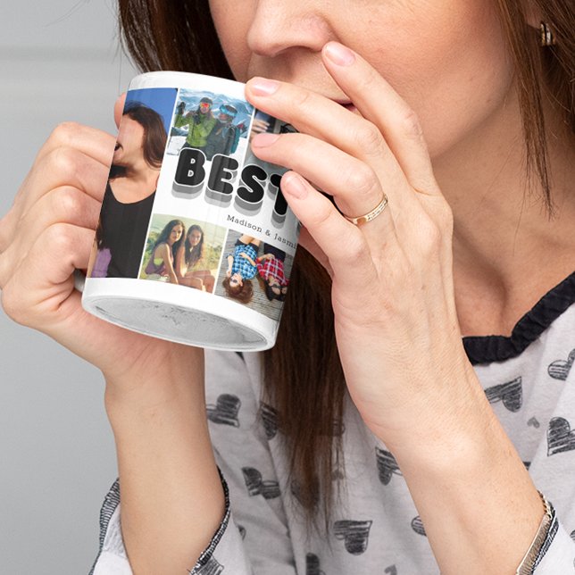 Caneca De Café Colagem Fotográfica de Amizade Besties (Our mugs are like your best friend – always there to hold your secrets.)