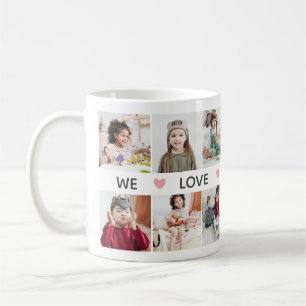 Caneca De Café Colagem Fotográfica De Corações Rosa Nós Te Amo Vo